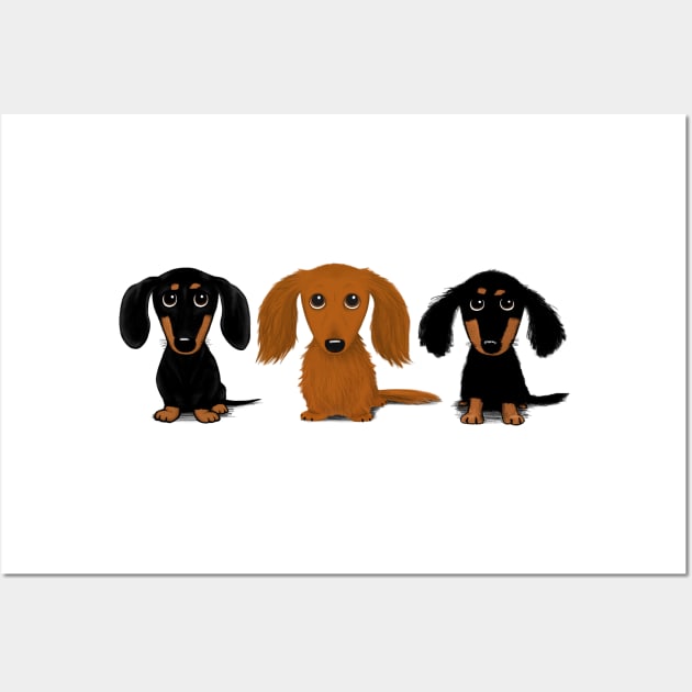 Three Doxies Wall Art by Coffee Squirrel